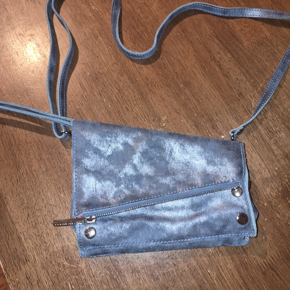 Hammitt Blue Metallic Crossbody Wallet